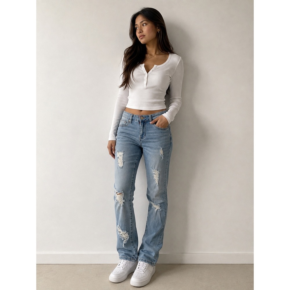 HH Women Skinny Jeans 5 Medium Blue Distressed Casual Streetwear Y2K Indie